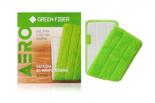 Green Fiber. Насадка из микроволокна для швабры с распылителем Aero, зелёная